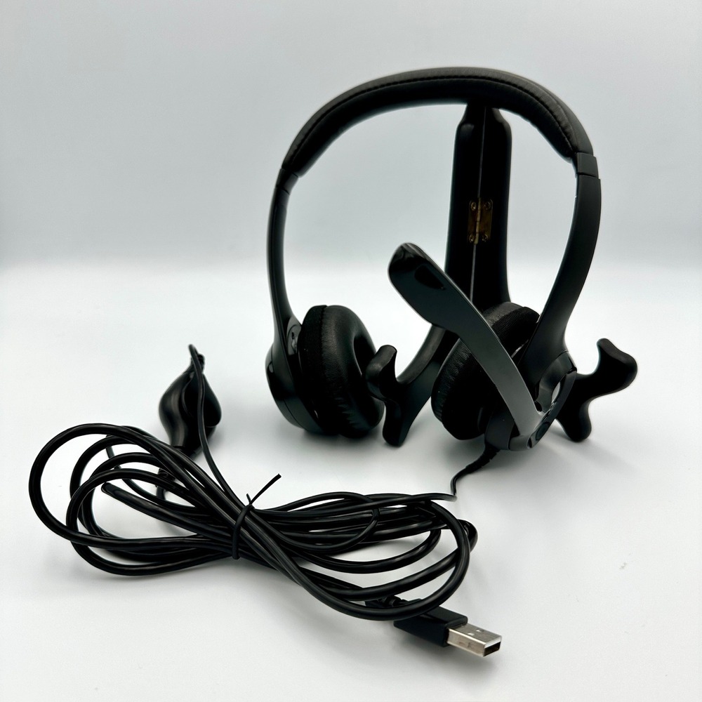 Logitech H390 Wired USB Headset Noise Cancelling Microphone Black Tested